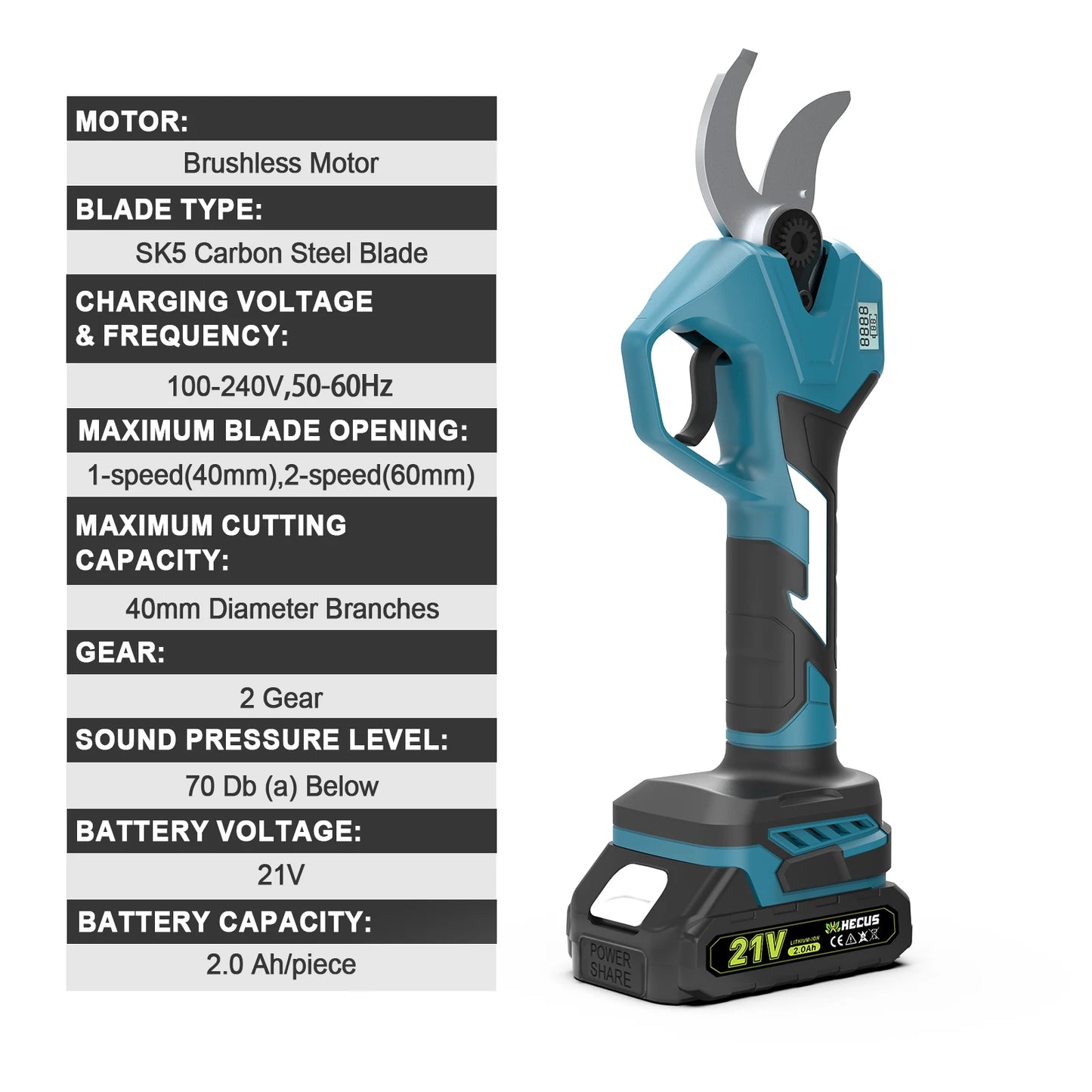 Makita Compatible 189V JV Gisam 40mm Brushless Electric Pruner Shear 2Gear Cordless Fruit Tree Bonsai Pruning Electric Scissors For Makita 18V Battery Pin