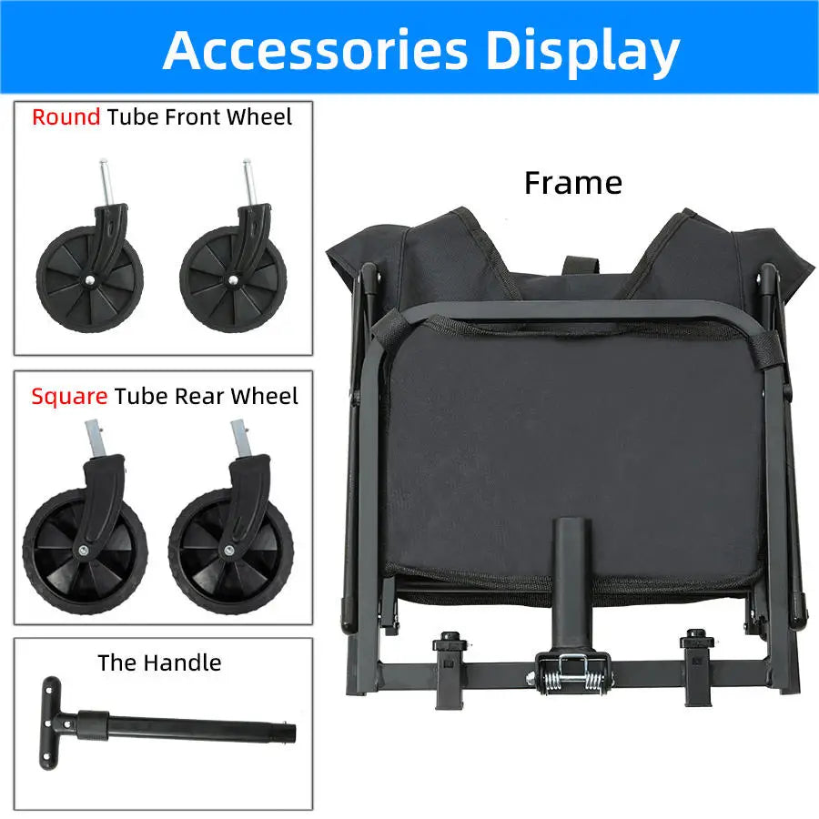 Trolley beach wagon JV Heavy Duty Large Capacity Folding Wagon Outdoor Portable Utility Cart Collapsible Pull Trolley for Shopping Beach Garden