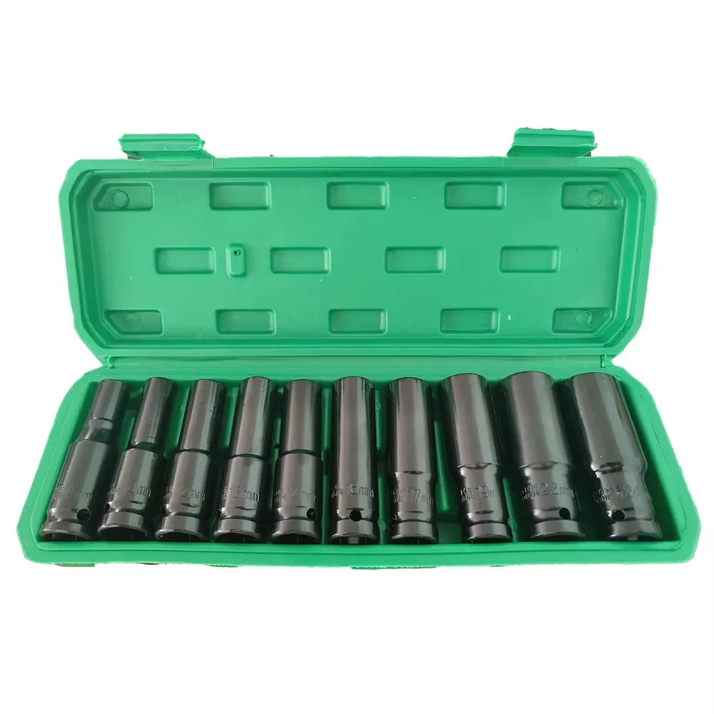 Socket set 10pcs 1/2 Drive Metric Impact Socket Set Universal Deep Socket Wrench for Air Pneumatic Repair Tools