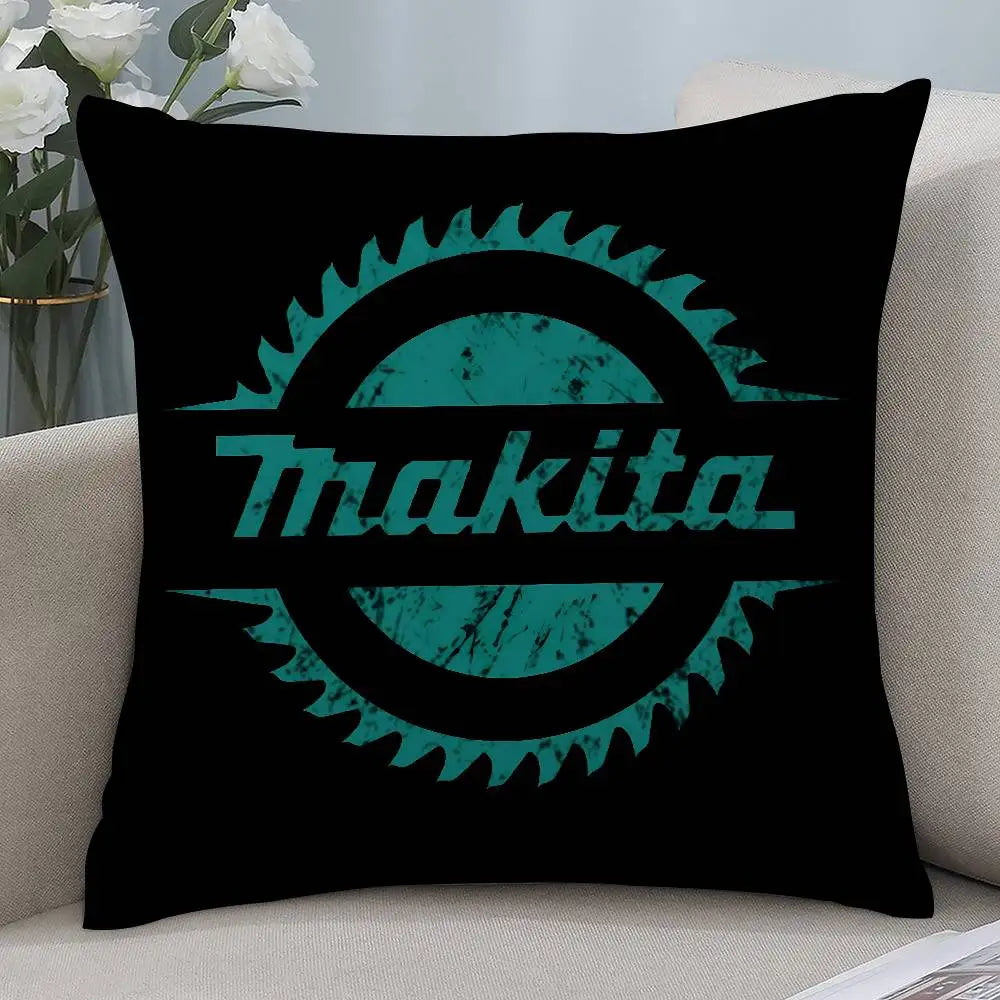 Makitas Pillow Case Short plush Double-sided Print Square Throw Pillow Covers Sofa Home Cushion Decor