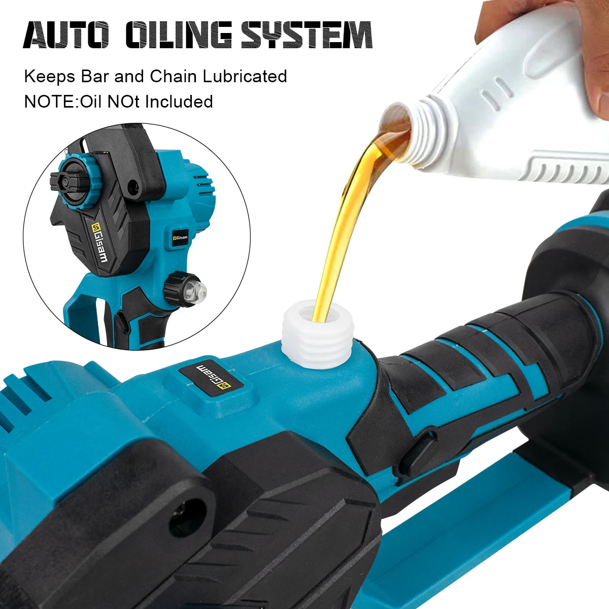 Makita Compatible 18V Gisam 8 Inch Brushless Electric Chainsaw Cordless Electric Saw Woodworking Garden Pruning Saw Tool For Makita 18V Battery Pins