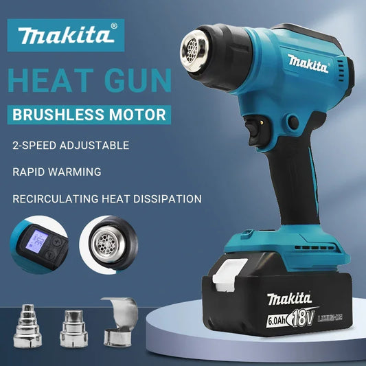 Makita 18V 550°C Temperature Control Heat Gun 18V Cordless Handheld Hot Air Gun With LED Display Soldering Thermal Blower New、