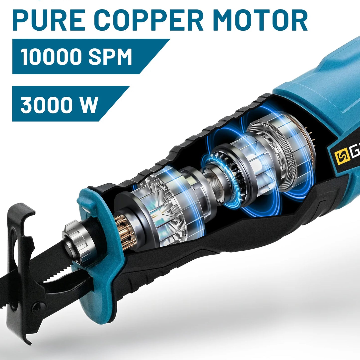 Makita Compatible 18V Gisam 3000W 10000SPM Electric Reciprocating Saw Electric Chainsaw Saber Saw Portable Cordless Tool For makita 18v battery pin