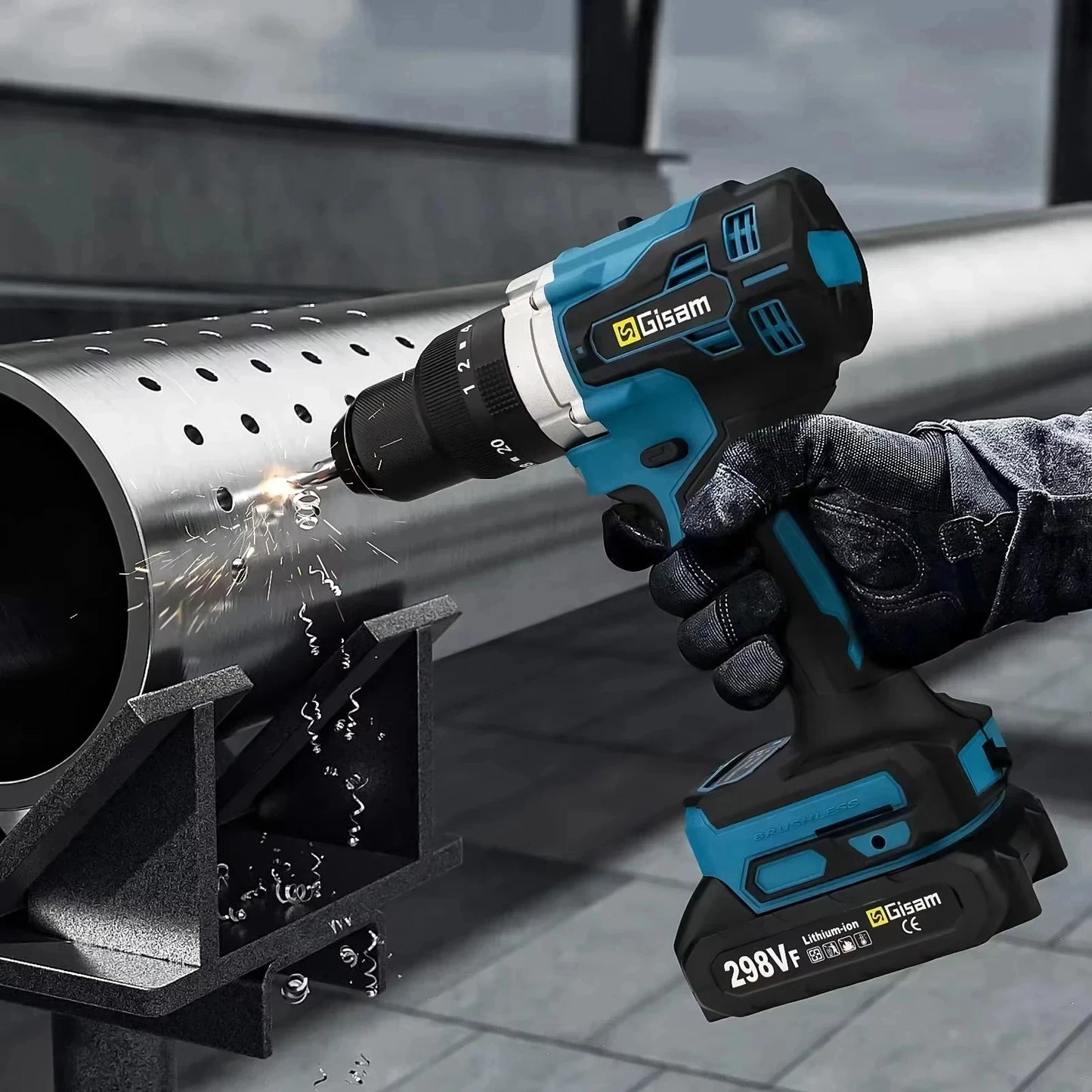 Makita Compatible 18V Gisam 650NM Brushless Electric Impact Drill 13MM Chuck Driver Cordless Electric Screwdriver Tool for Makita 18V Battery Pins