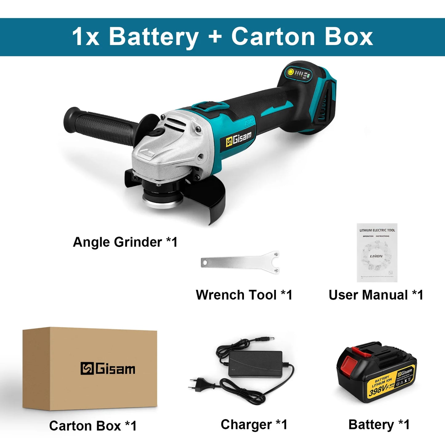 Makita 18V compatible Gisam 125mm M14 Brushless Angle Grinder Cutting Machine Cordless Electric Angle Grinder Power Tools for Makita 18V Battery Pins