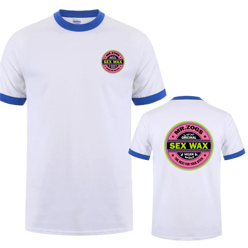Sex Wax JV Printed Mr Zogs Surf T Shirt Men Casual Sex Wax T-shirts Summer Short Sleeve Cotton Mans Cool Tops DZ-031