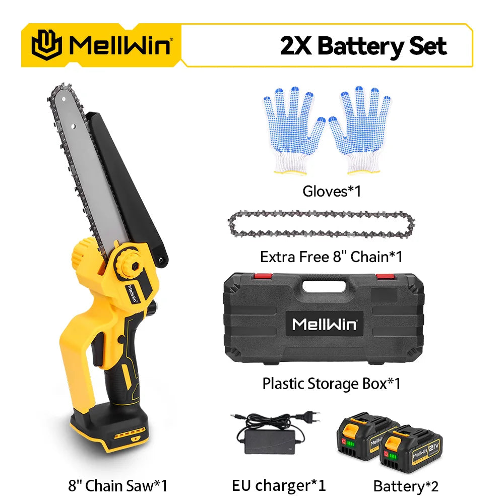 Makita Compatible 18V MELLWIN 4500W 8 inch Brushless Electric Pruning Saw Cordless Rechargeable Woodworking Saw Power Tool For Makita 18V Battery Pin