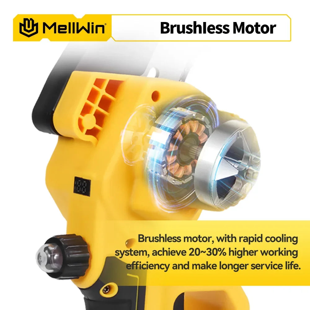 Makita Compatible 18V MELLWIN 4500W 8 inch Brushless Electric Pruning Saw Cordless Rechargeable Woodworking Saw Power Tool For Makita 18V Battery Pin