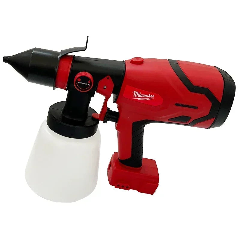 Milwaukee 18V 800ML Electric Spray Gun Cordless Paint Sprayer Auto Furniture Steel Coating Airbrush Compatible Red Electric Spray