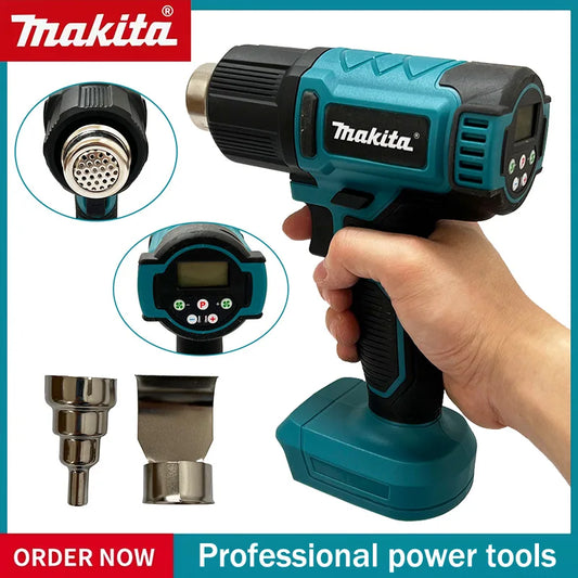 Makita 18V JV Digital Display Electric Air Guns Cordless Heat Gun 2 Nozzles Industrial Shrink Wrapping Hot Air Gun for 20V Battery