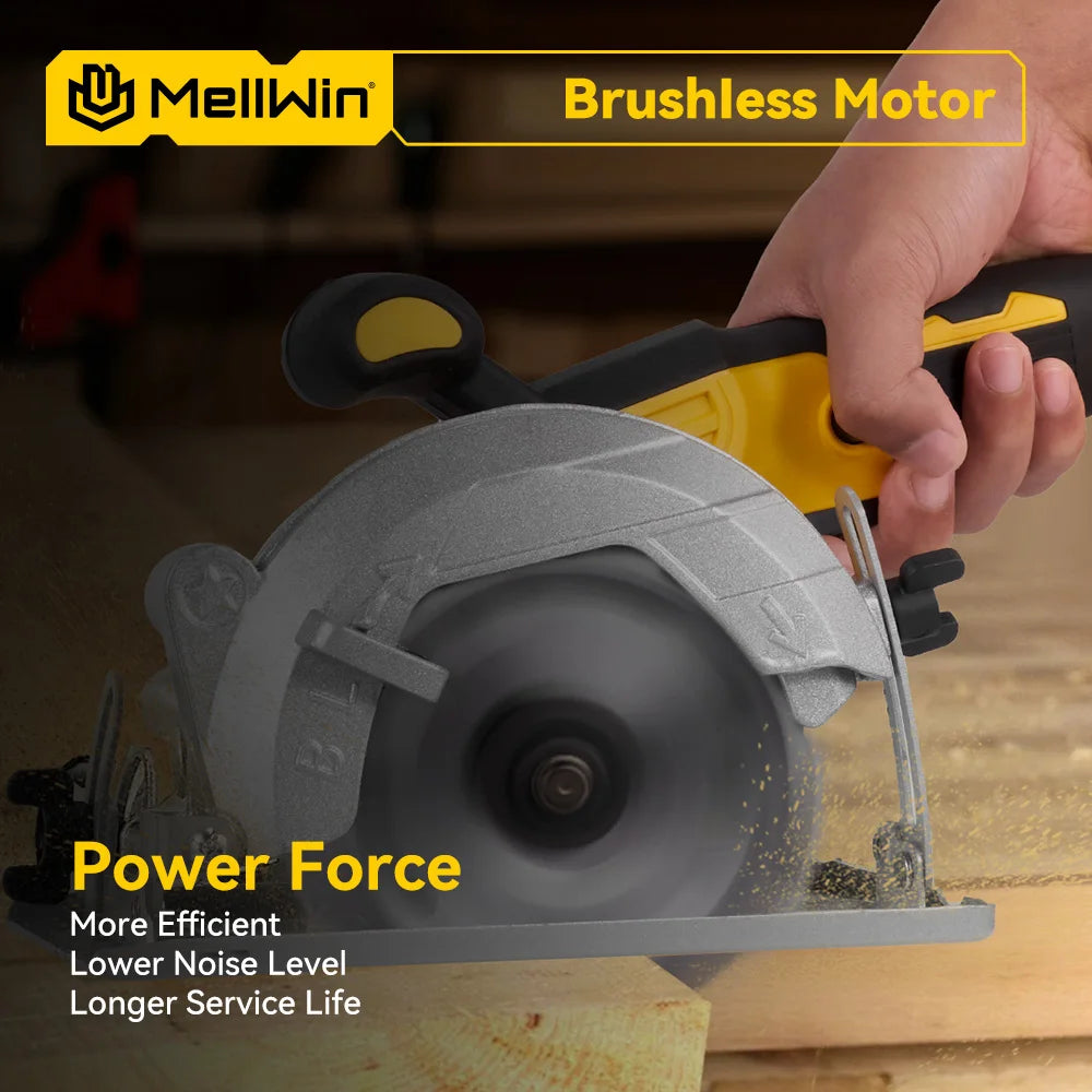 Makita Compatible 18V MELLWIN 5 Inch Electric Brushless Circular Saw 125MM Cordless Multi-Angle Saw Woodworking Power Tool For Makita 18V Battery Pin