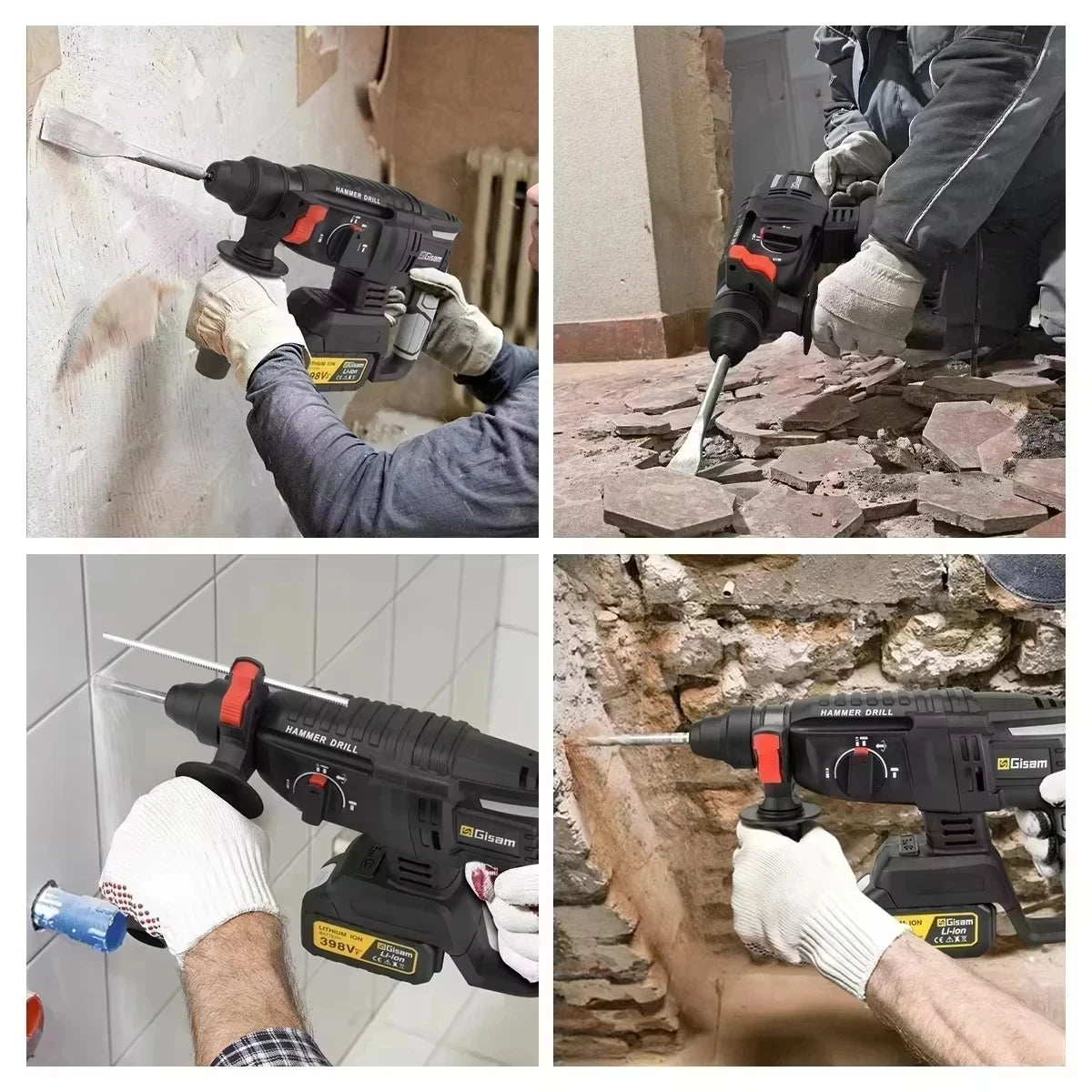 Gisam JV Brushless Electric Hammer Drill 26MM Multifunctional Cordless Rechargeable Screwdriver Tool For Makita 18V Battery Pins