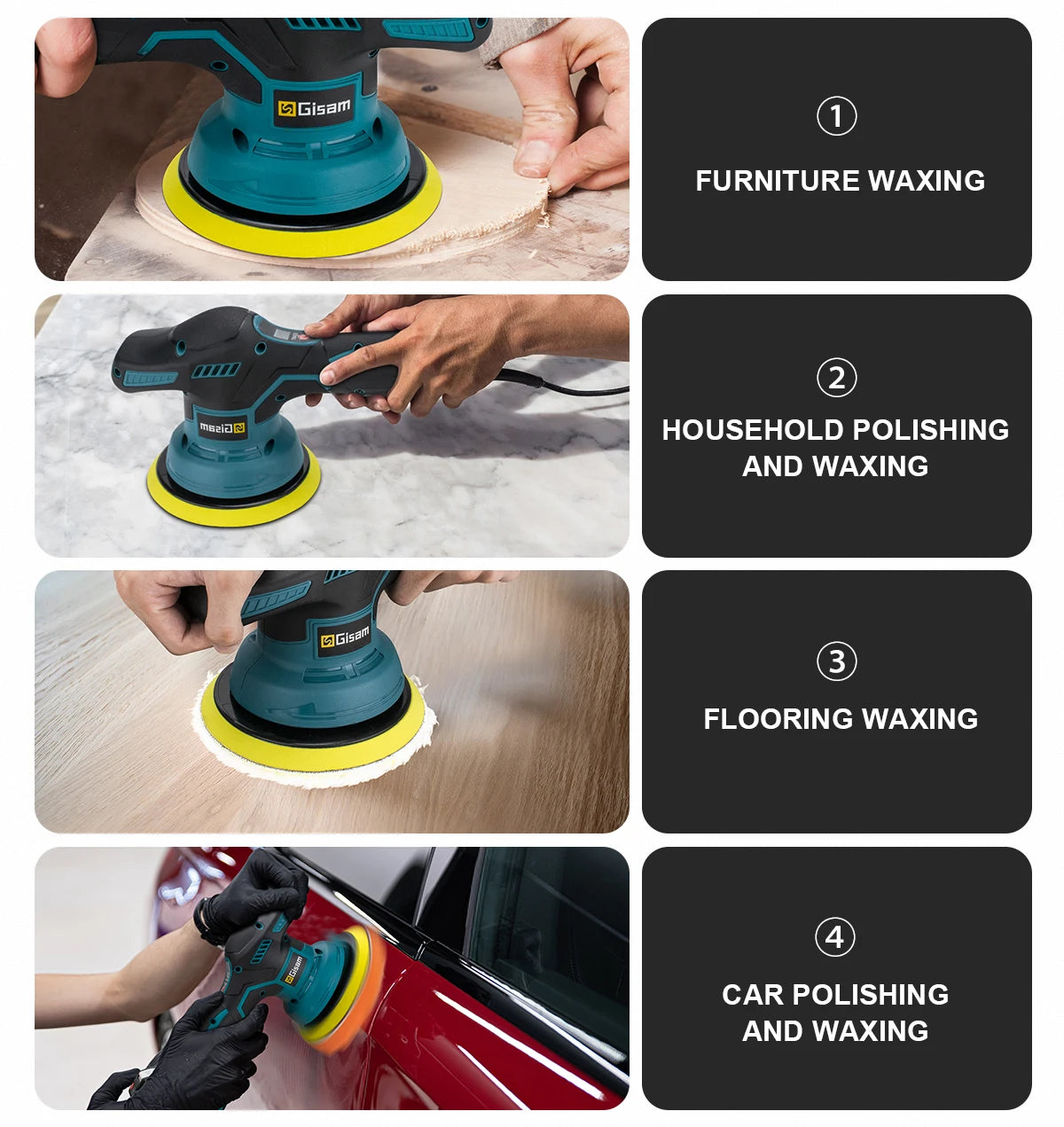 Makita Compatible 18V Gisam Cordless Car Polisher 8 Gears Digital Display Electric Polisher Auto Car Polishing Waxing Machine For Makita 18V Battery
