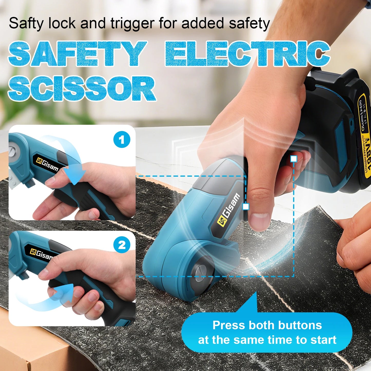 Makita Compatible 18V Gisam Cordless Carpet Scissors Multi Functional Pruner Round Knife Cutting Cloth Scissors Power Tool For makita 18v battery pins