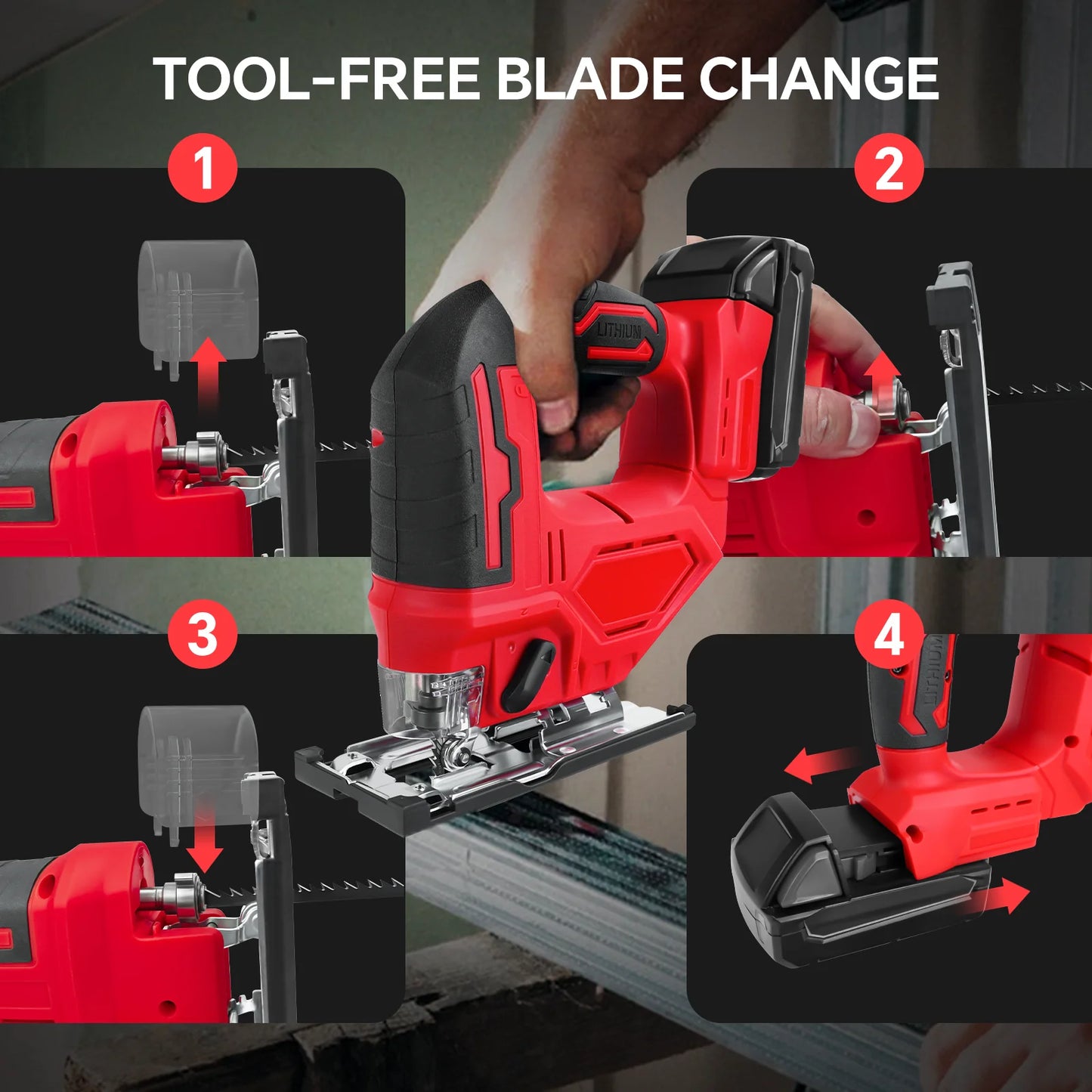 Milwaukee compatible 18V Jig Saw 0°- 45° Bevel Cuts and 3 speed Settings with LED Work Light