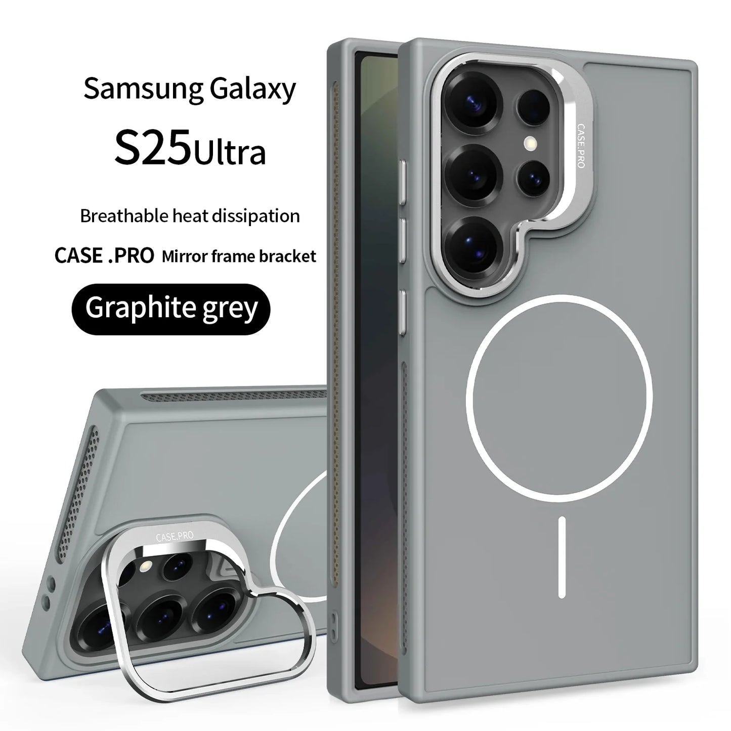 Samsung Galaxy Invisible Bracket Cooling Function Case for Samsung Galaxy S25 S24 Ultra with MagSafe Wireless Charging Drop Protection Cover