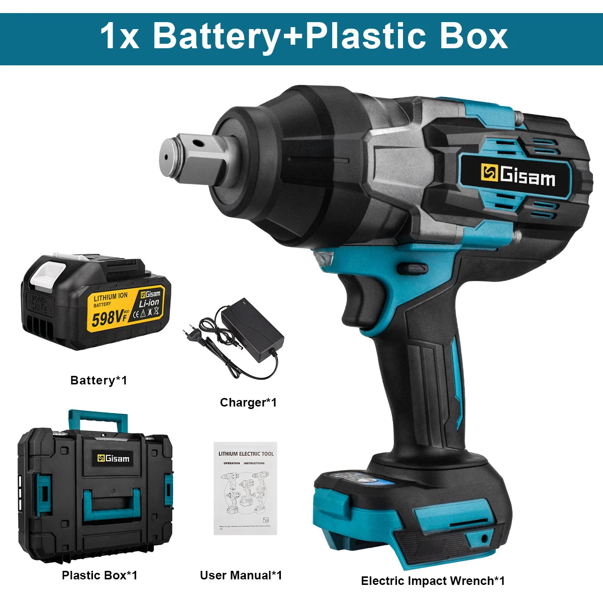 Makita compatible 18V Gisam 3100N.M High Torque Brushless Electric Impact Wrench 3/4 inch Cordless Electric Wrench Tools For Makita 18V Battery Pin