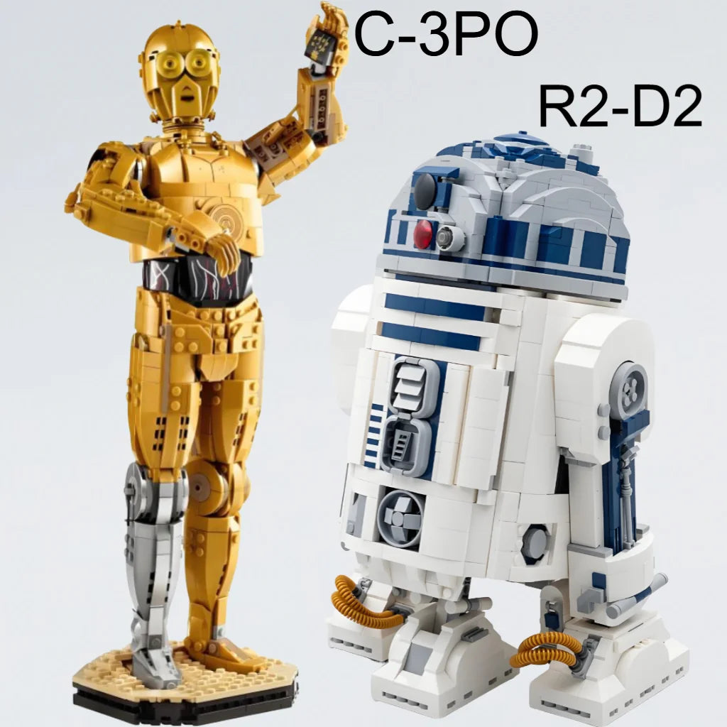 Star Wars JV C3PO and R2D2 Hot Toy UCS Star Battle C 3PO 75398 R2 D2 75308 Robot Union  Assemble Building Block Model For Holiday Birthday Christmas Gifts