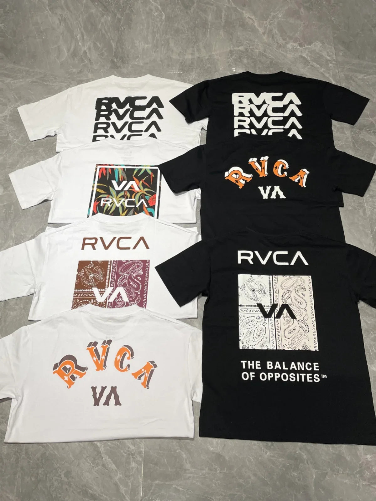 RVCA JV Summer New Dayline RVCA American Street Personalized Large Print Round Neck Quick Drying Short Sleeve T-shirt for Men