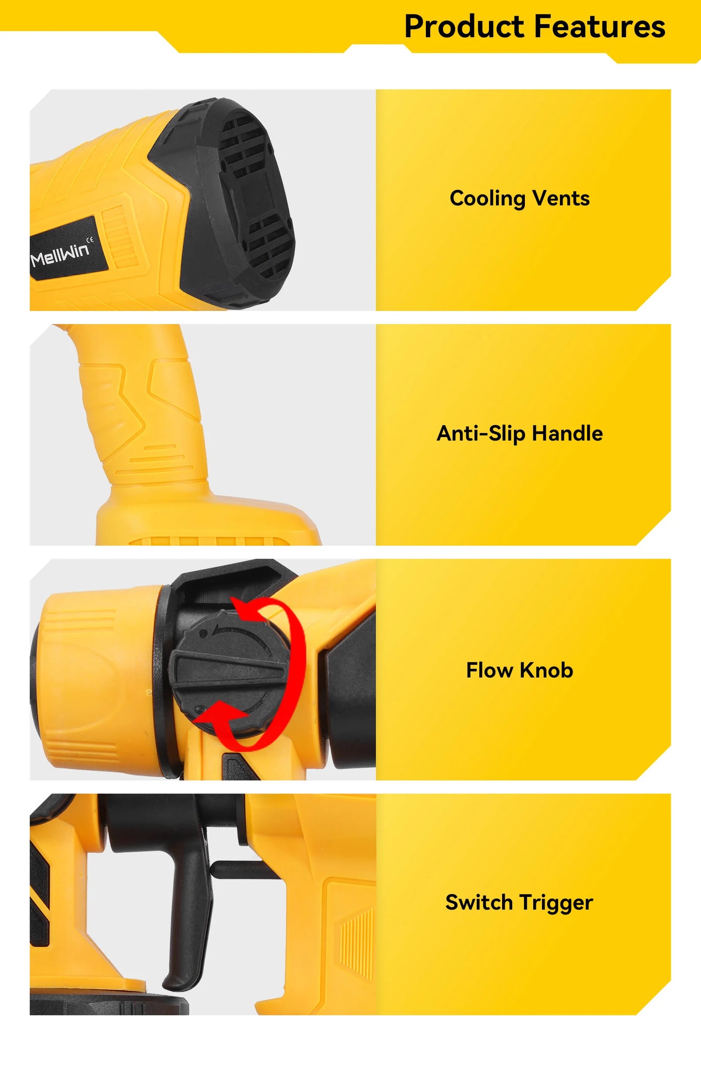 Makita Compatible 18V MELLWIN 1000ML Cordless Electric Spray Gun Household Paint Sprayer Furniture Steel Coating Airbrush For Makita 18V Battery Pin