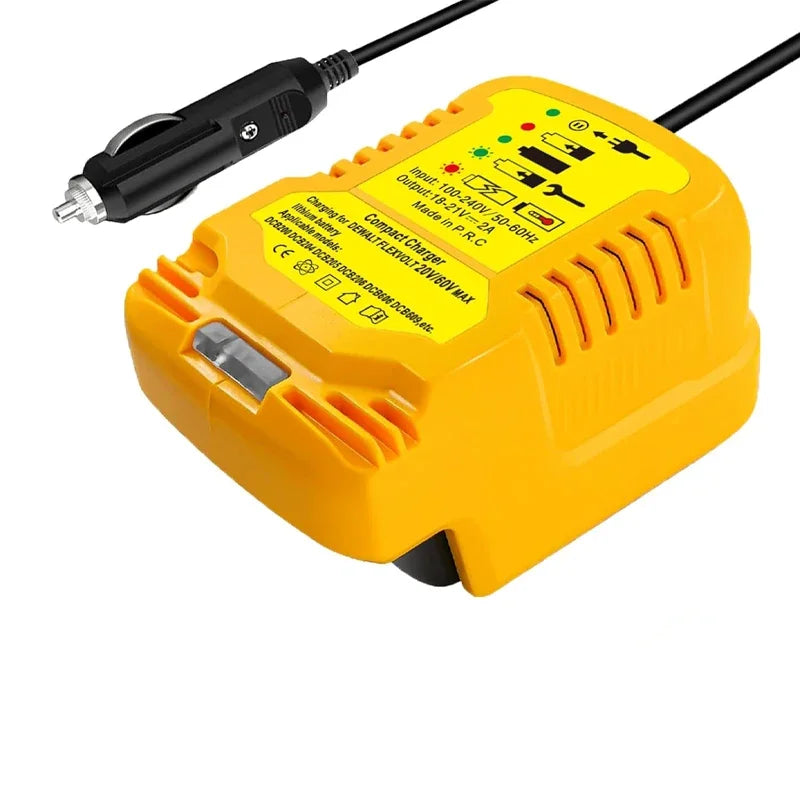 Dewalt compatible JV Cigarette Lighter 12V Plug Mini Charger For Dewalt 18V 20V Lithium Battery Portable Vehicle Charger for DCB200 DCB203 DCB205