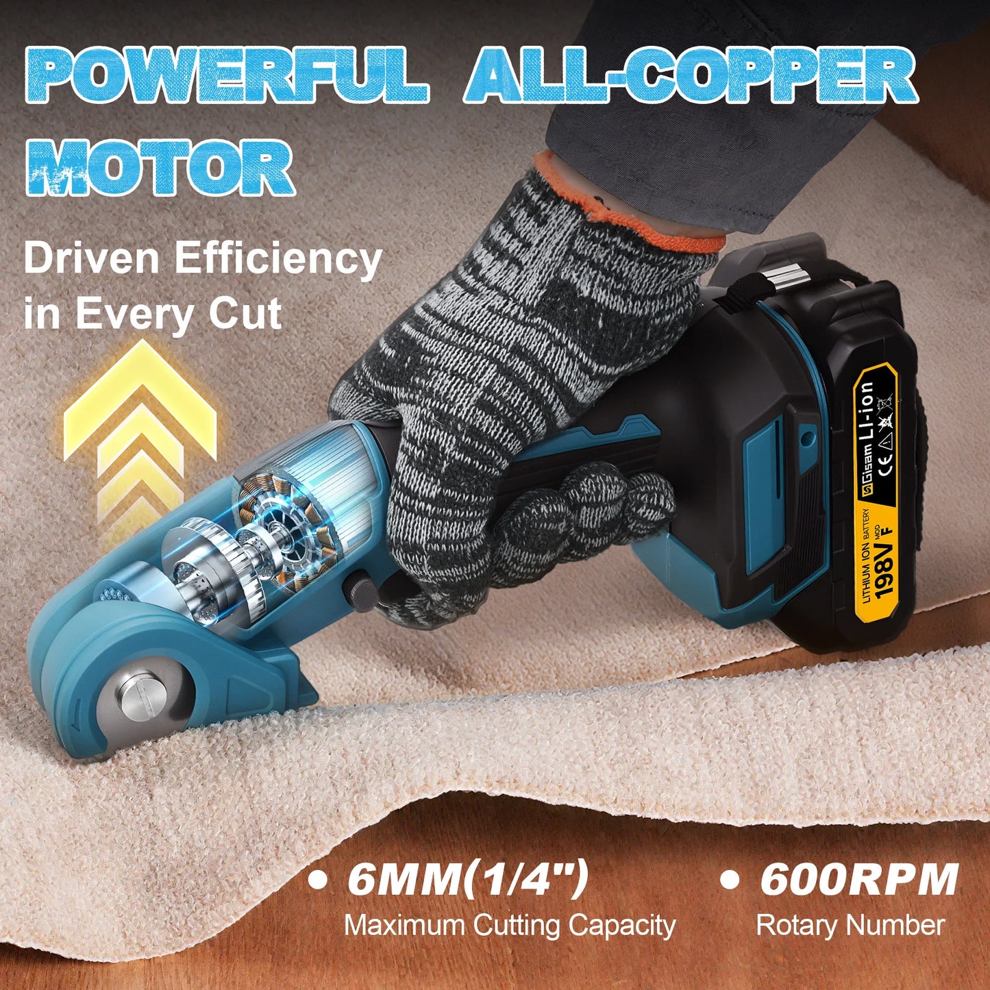 Makita Compatible 18V Gisam Cordless Carpet Scissors Multi Functional Pruner Round Knife Cutting Cloth Scissors Power Tool For makita 18v battery pins