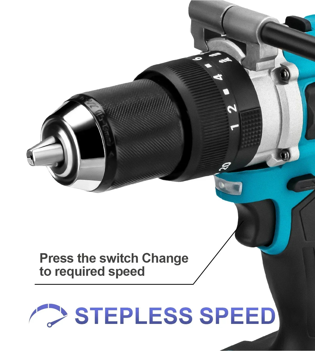 Makita Compatible 18V Gisam 650NM Brushless Electric Impact Drill 13MM Chuck Driver Cordless Electric Screwdriver Tool for Makita 18V Battery Pins