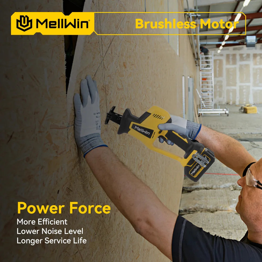 Makita Compatible 18V MELLWIN 3600W Cordless Brushless Electric Reciprocating Saw 12000SPM Wood Metal Pipe Cutting Saw Tool For Makita 18V Battery Pin