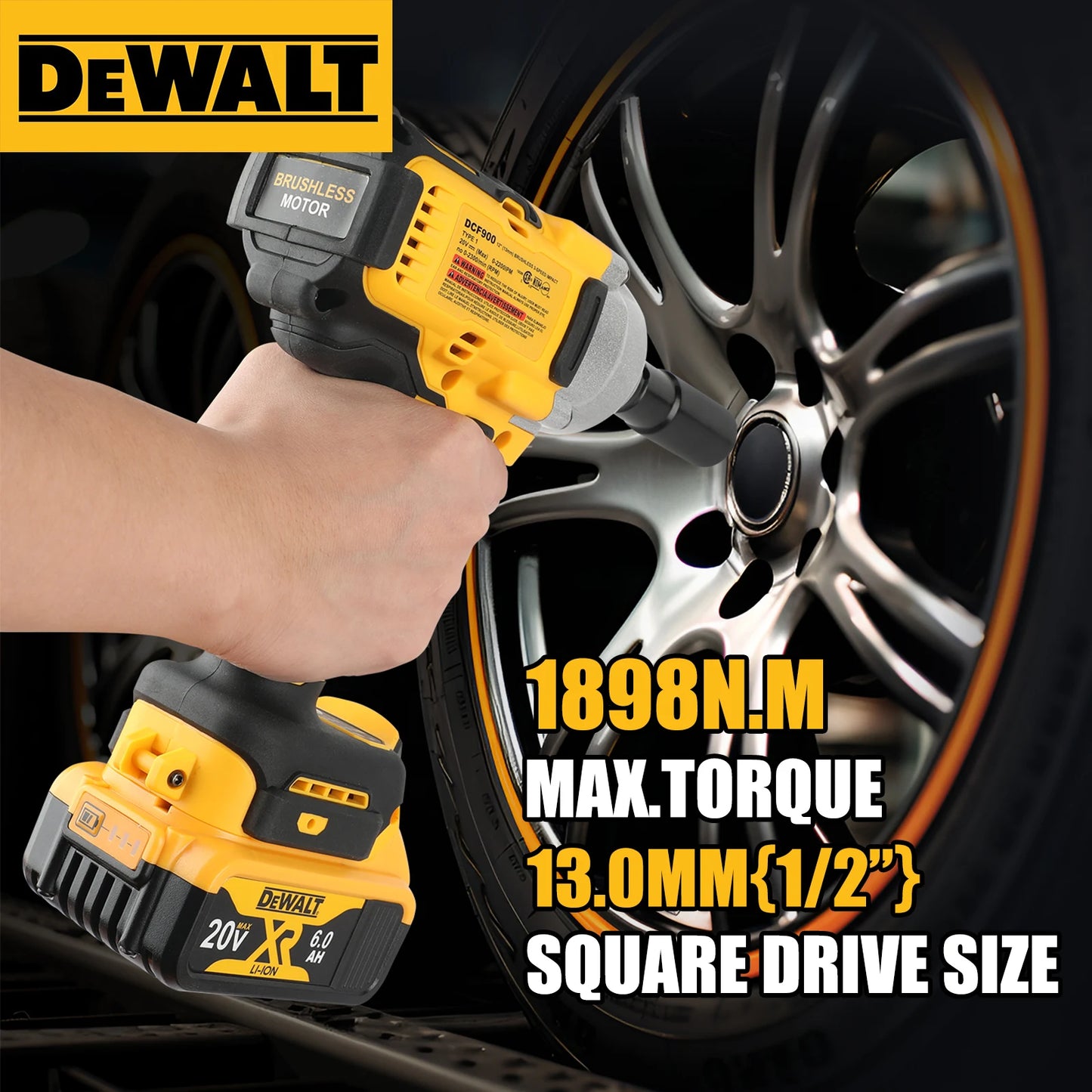 DeWalt DCF900 20V 1/2-Inch High Torque Brushless Impact Wrench with Battery and Charger