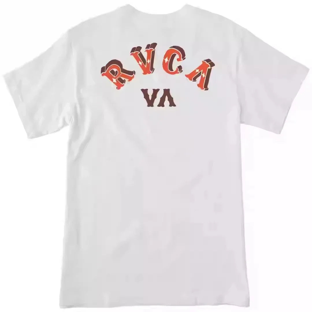 RVCA JV Summer New Dayline RVCA American Street Personalized Large Print Round Neck Quick Drying Short Sleeve T-shirt for Men