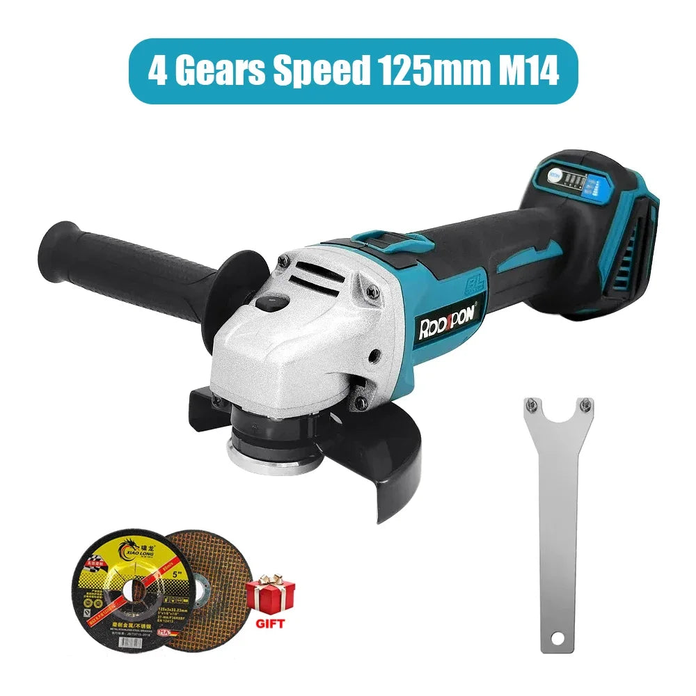 Makita Compatible JV 18V RDDSPON Brushless Angle Grinder Variable Speed Rechargeable Cordless Electric Grinding Polishing Machine 100mm 125mm Power Tools