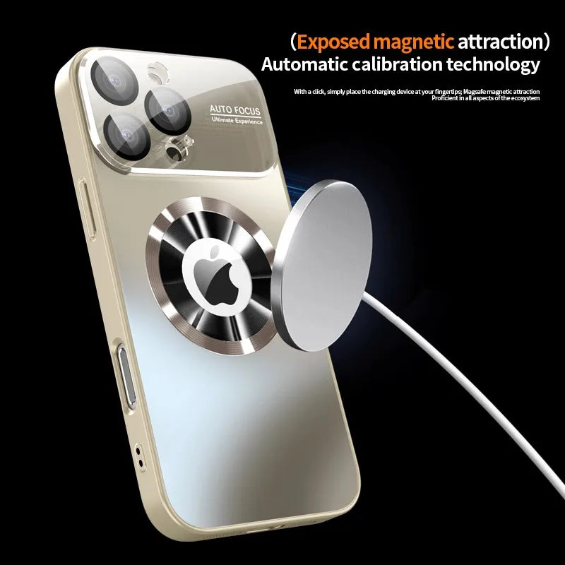 iPhone Titanium Metallic Luxury Matte Case For iPhone 16 15 14 13 12 11 Pro Max Plus For Magsafe Glass Lens Camera Protection Cover