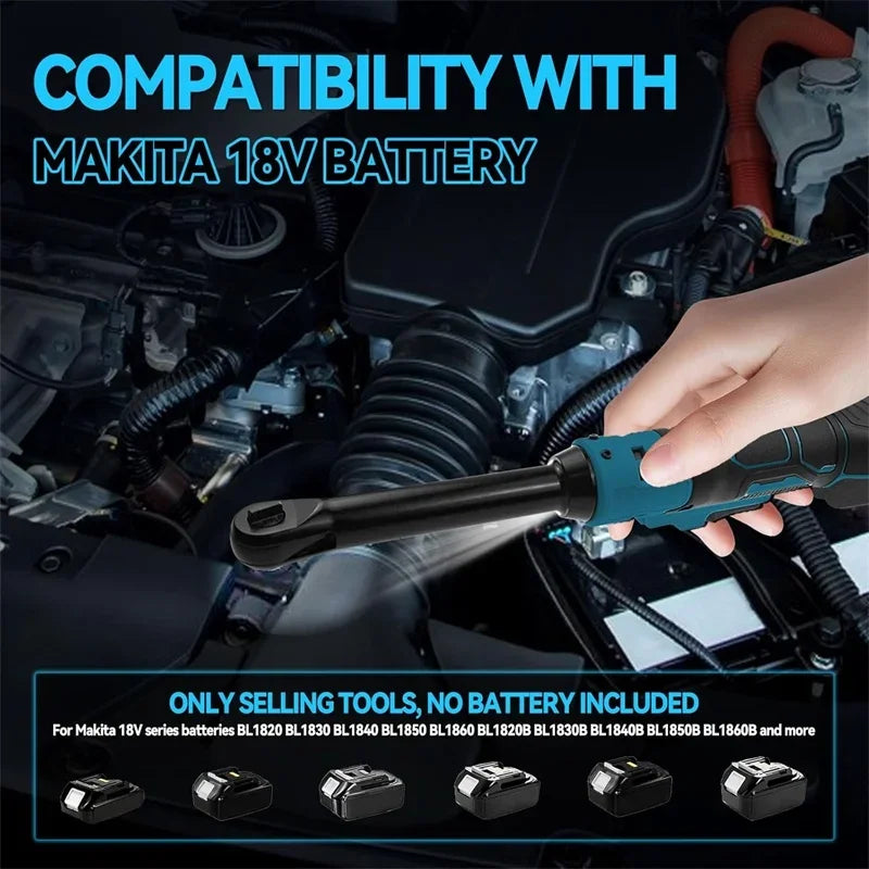 DeWalt Makita Milwaukee Compatible 18V 20V Max JV 3/8" Extended Cordless Ratchet Wrench , Electric Power Ratchet with LED Light For Makita/Dewalt/Milwaukee 18V Li-ion Battery