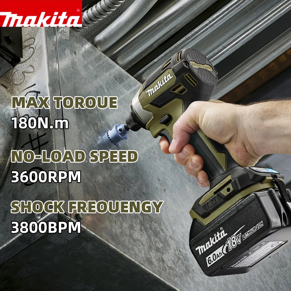Makita 18V DTD173 Brushless Drill Green Electric Power Tool for Home Improvement DIY 180Nm Torque for Wood Bolts T-Mode