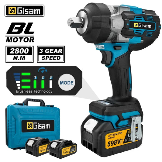 Makita compatible 18V JV Gisam 2800N.M Brushless Electric Wrench 1/2 Inch Cordless Impact Wrench Electirc Screwdriver Drill For Makita 18V Battery Pin