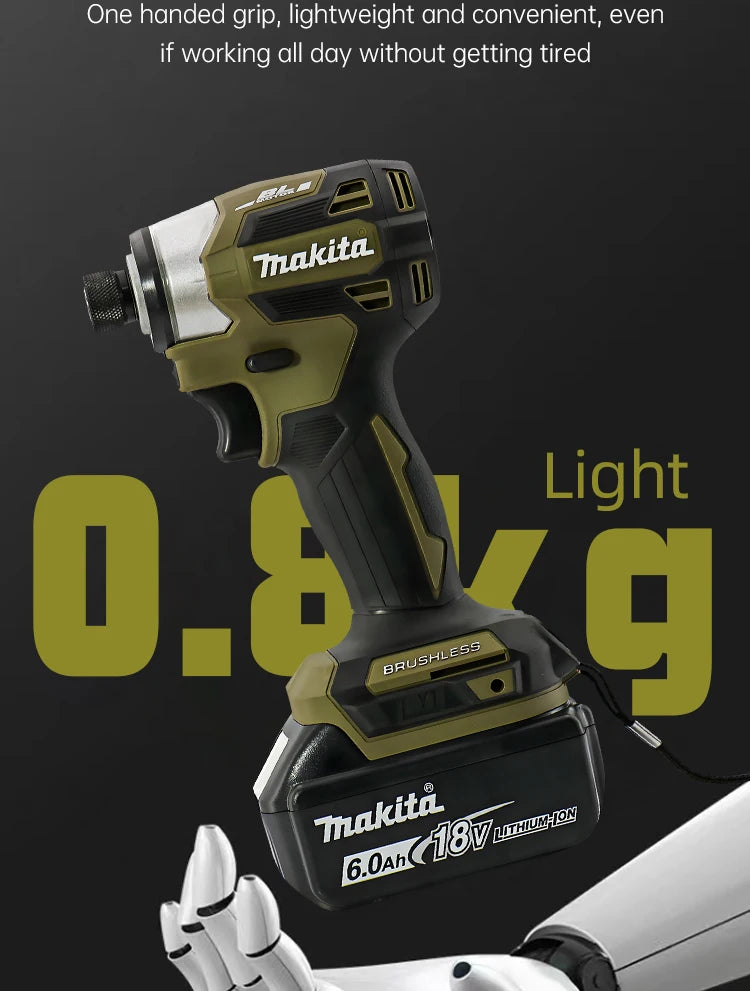 Makita 18V DTD173 Brushless Drill Green Electric Power Tool for Home Improvement DIY 180Nm Torque for Wood Bolts T-Mode