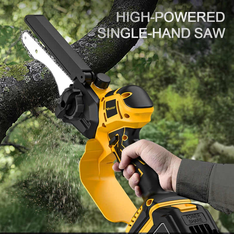 DeWalt Compatible JV 18V 20V Max VIVSSO Electric Chain Saw Rechargeable Woodworking Saw 8 Inch Mini Chain Saw Garden Pruning Saw Tool For Dewalt 20v Battery Pins