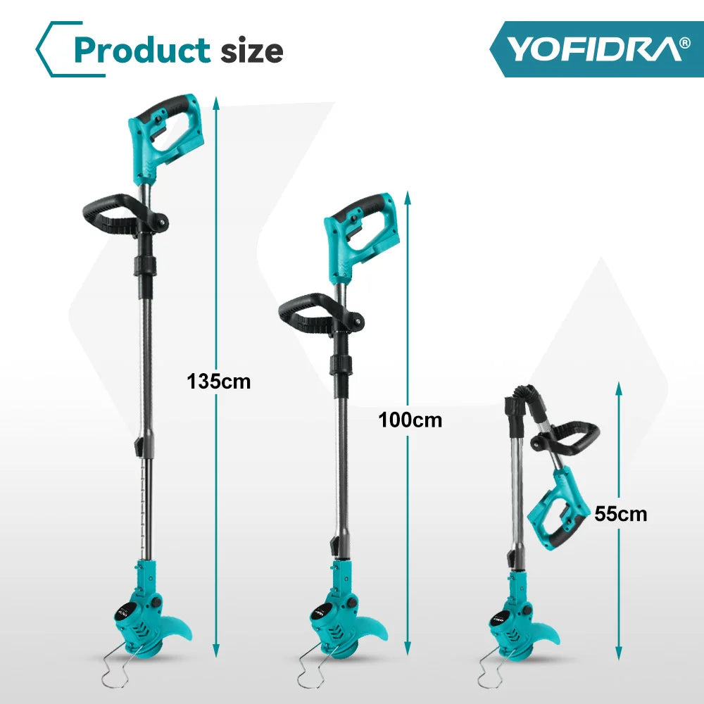Makita Compatible 18V JV YOFIDRA Electric Lawn Mower Handheld Length Adjustable Cutter Cordless Garden Grass Cutting Trimmer For Makita 18V Battery Pin