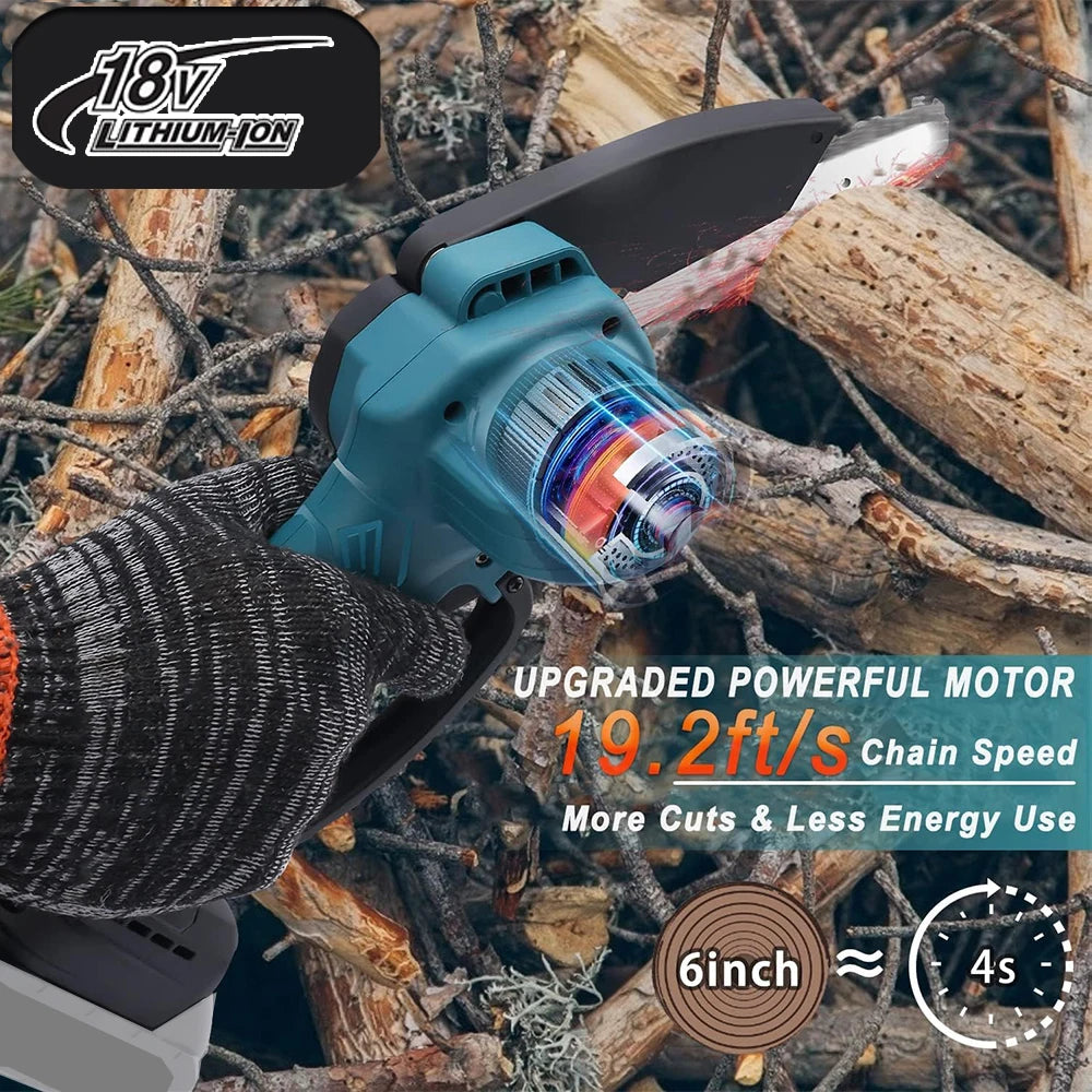 Makita Compatible 18V Mini Chainsaw for Makita 18v (No Battery) Woodworking with Small Handheld Electric 6-inch Logging Sawzall Mini Portable Chainsaw
