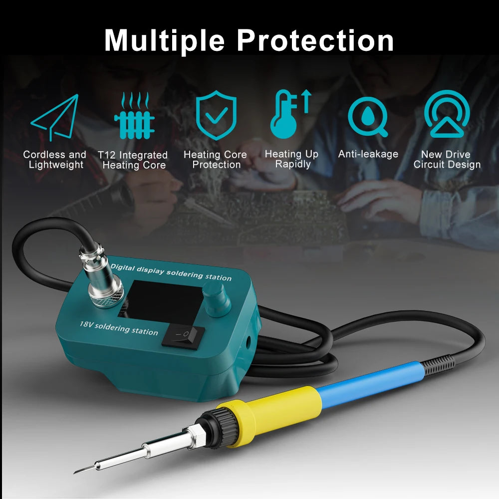 Makita Compatible 18V Cordless Soldering Iron Station Tool For Makita 14.4V-18V Battery BL1830 BL1840 BL1850 BL1860 Battery 60W PCB Soldering Tool