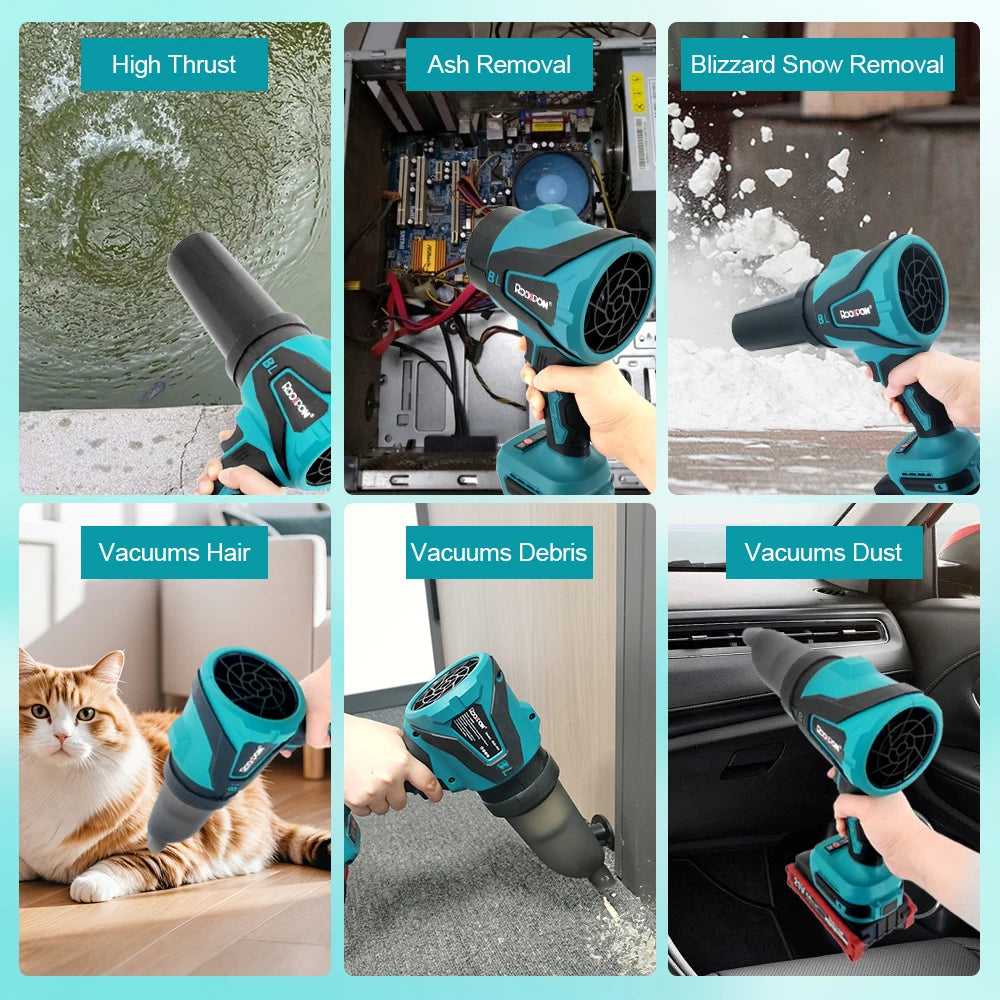 Makita Compatible 18V JV RDDSPON Cordless Electric Air Blower 2 In 1 Blowing Suction 3200W 350000RPM Brushless Turbo Jet Fan 3 Gear Adjustable Power Tool