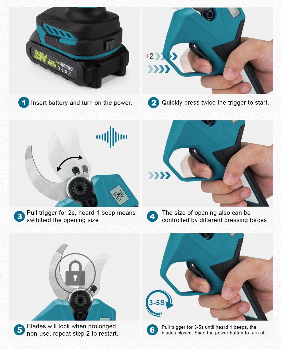 Makita Compatible 189V JV Gisam 40mm Brushless Electric Pruner Shear 2Gear Cordless Fruit Tree Bonsai Pruning Electric Scissors For Makita 18V Battery Pin