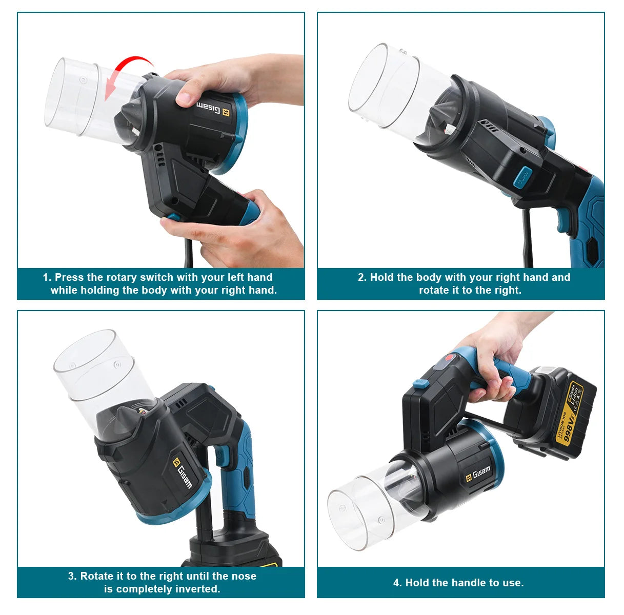 Makita Compatible 18V Gisam 35000RPM Brushless Electric Air Blower 2in1 Turbo Blower Fan Leaf Dust Snow Blowing Clean Tool For Makita 18V Battery Pin