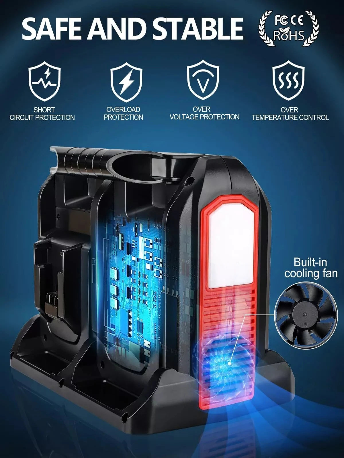 Milwaukee Compatible 18V JV 350W Power Supply Inverter For Milwaukee M18 18V Battery 4-Port to AC 110-120V/220-230V 300LM LED Light 4 USB Output for Outdoor