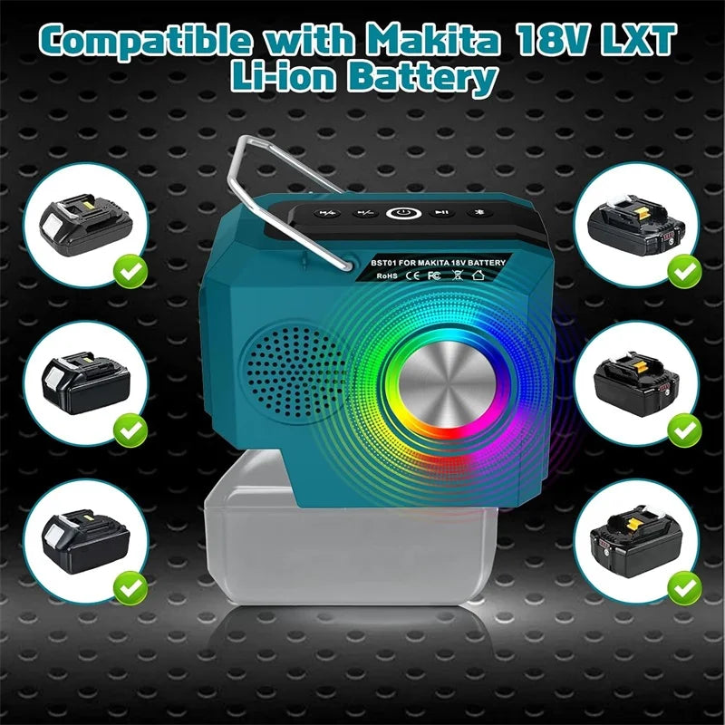 Makita Compatible JV Speaker for Makita 18V Li-ion Battery BL1820 BL1830 BL1840 Bluetooth Player Loudspeaker Outdoors Cordless Portable Amplifier