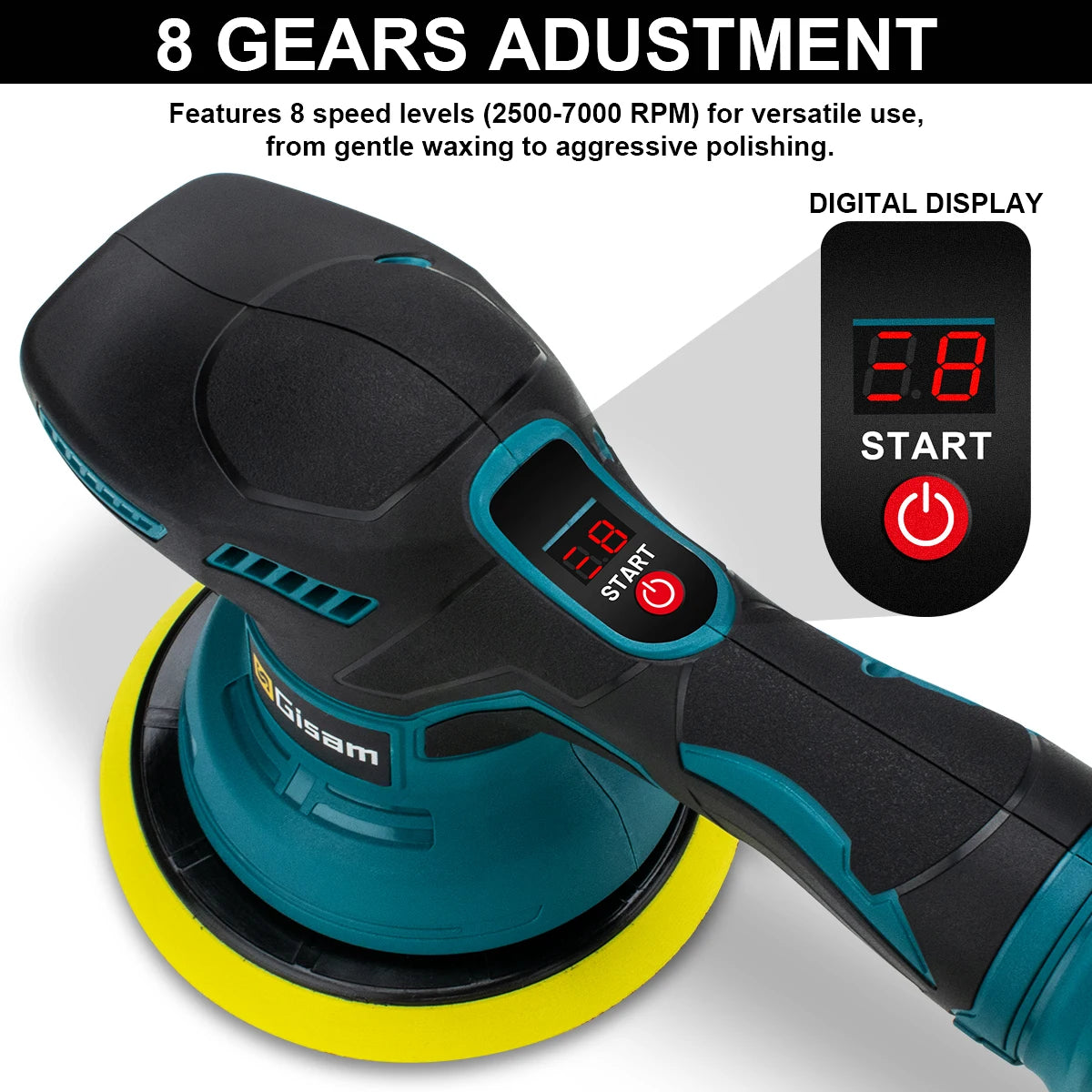 Makita Compatible 18V Gisam Cordless Car Polisher 8 Gears Digital Display Electric Polisher Auto Car Polishing Waxing Machine For Makita 18V Battery