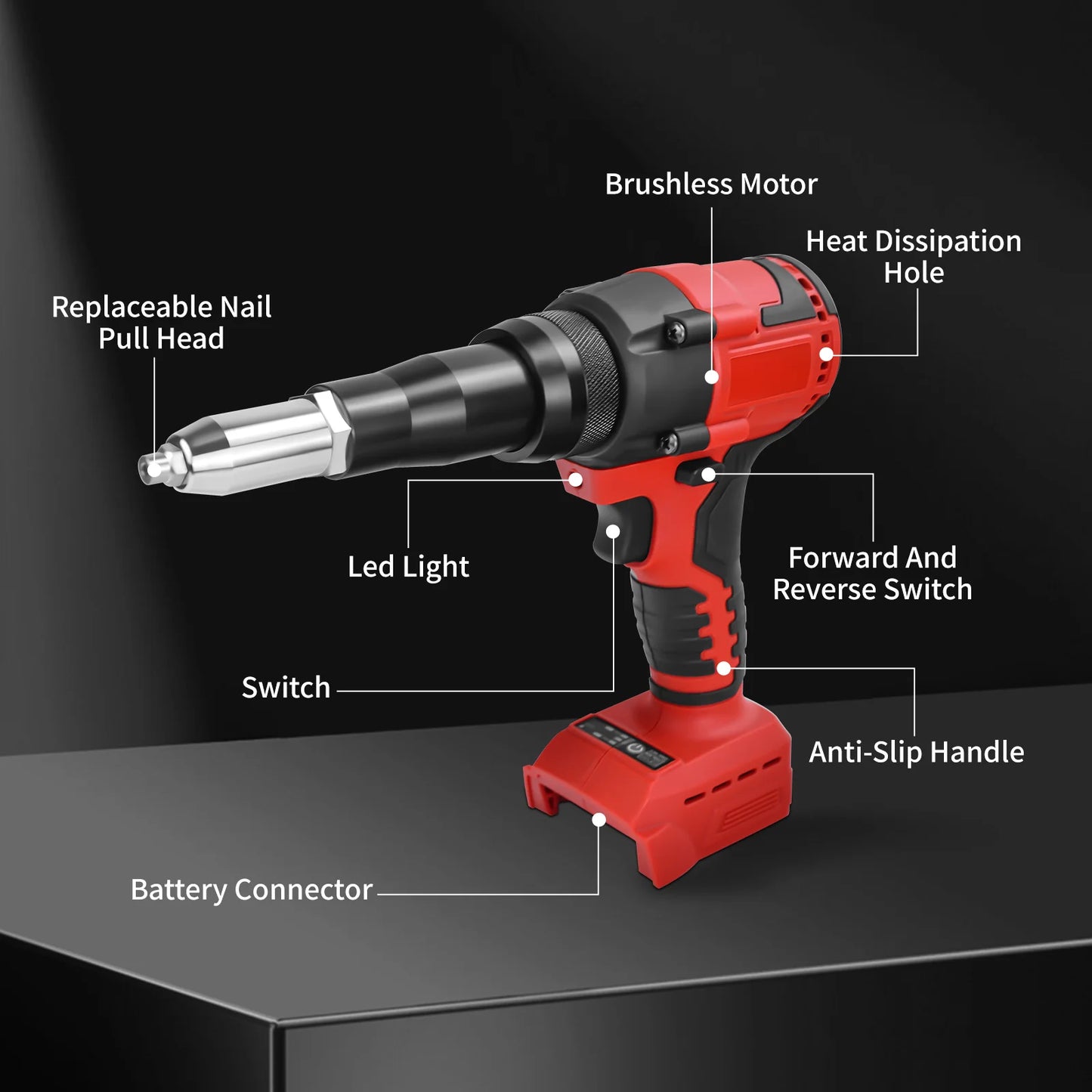 Milwaukee compatible Brushless Electric Rivet Gun 2.4-4.8mm