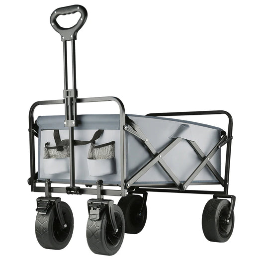 Trolley wagon JV Large Weight Capacity Heavy Duty Cart Collapsible Folding Beach Wagon with Big All-Terrain Wheels Outdoor Camping Equipment