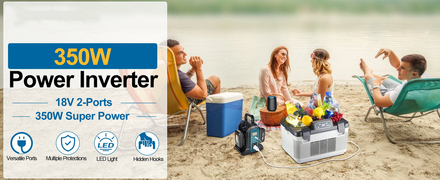 Makita Compatible 18V JV 350W Power Inverter for Makita 18V Battery DC 18V to AC 110-120V/220-230V Pure Sine Wave Battery Inverter for Camping Emergency