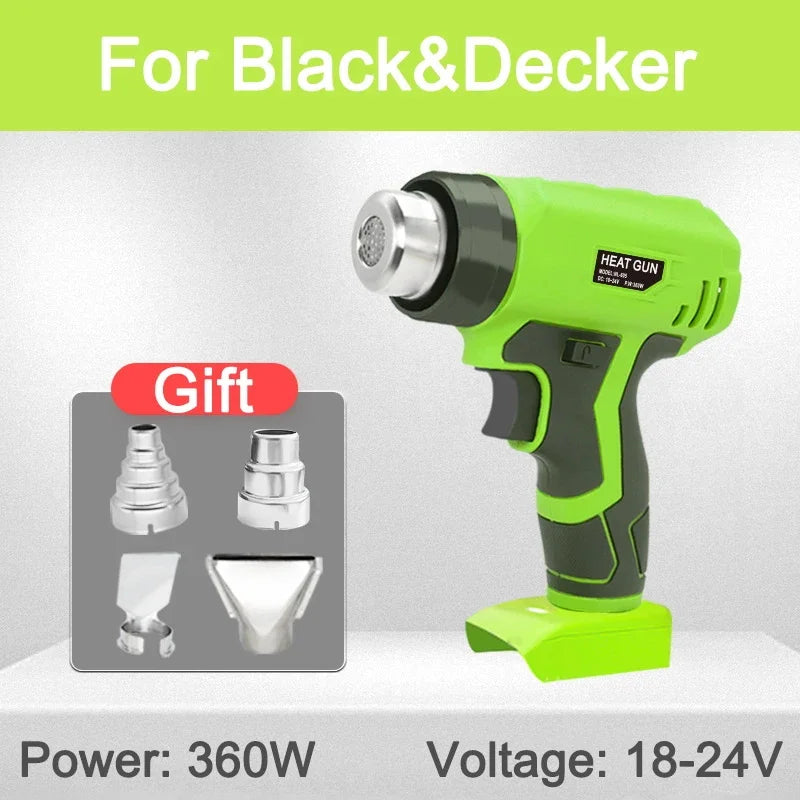 Makita Dewalt Milwaukee Bosch Black Decker Compatible JV 18V 20V Li-ion Battery Cordless Heat Gun Handheld Electric Heat Gun with 4 Nozzle